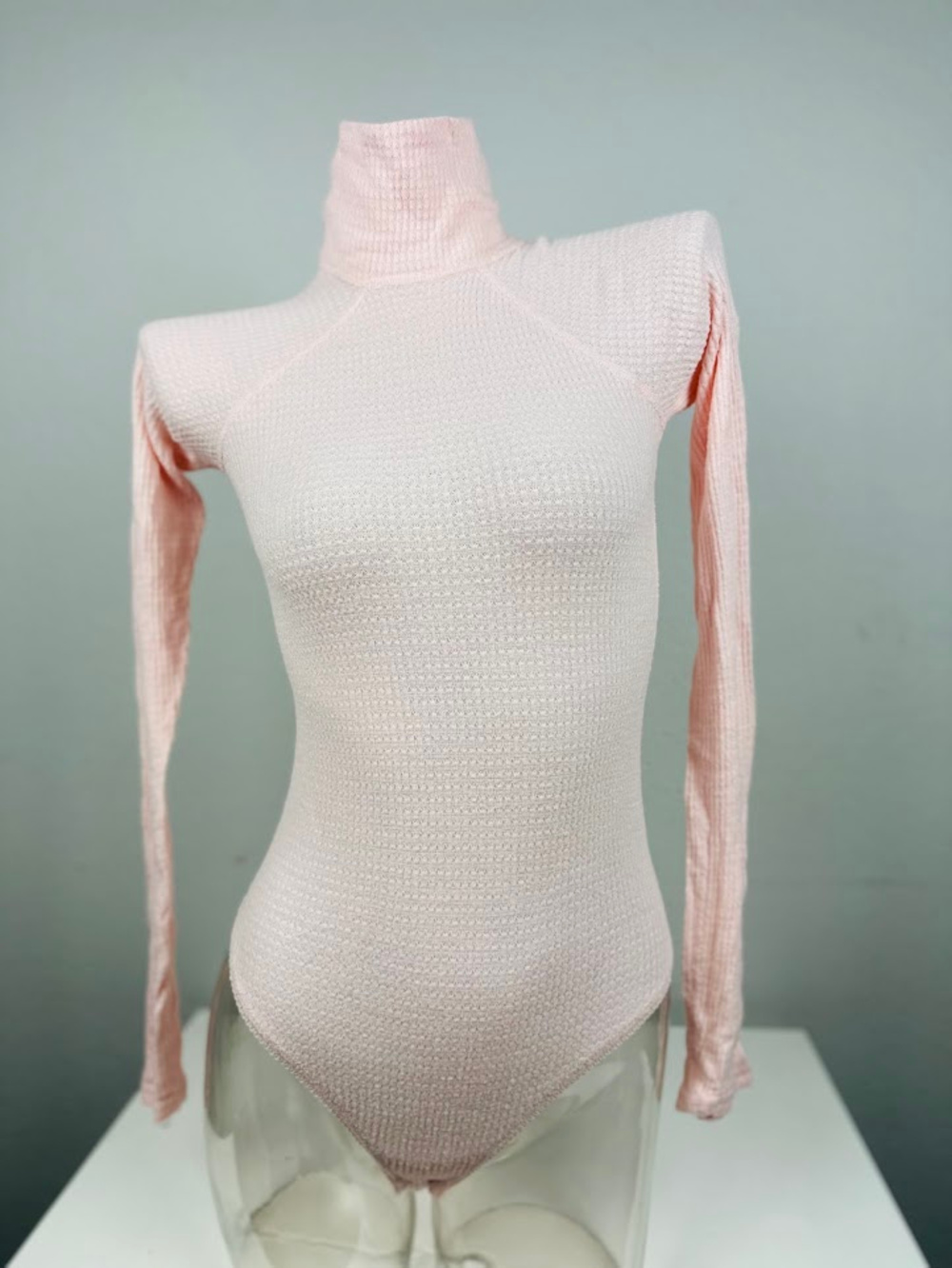 Intimately Free People Pink Ribbed Turtleneck Bodysuit Size XS